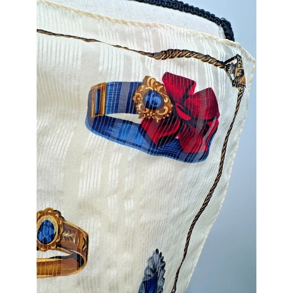 Jones New York Scarf Victorian Edwardian Motif Square Scarf Neckerchief Wrap